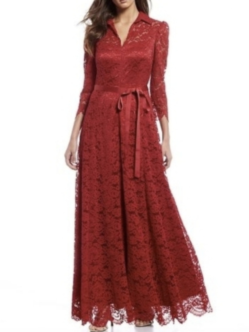 NWT Alex Marie Elizabeth Lace Elegant Dreams Maxi Gown Dress In Rich Red